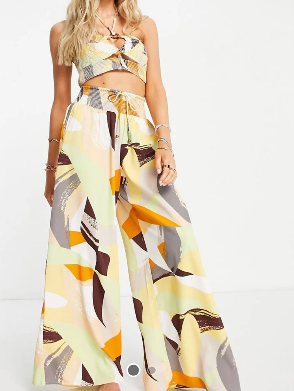 River Island Resort Wide-Leg Pant And Bandeau Halter Pant Set